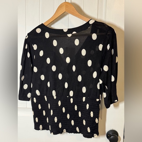 Anthropologie-TINY-Black and White Polka Dot Women's Top - Picture 9 of 10